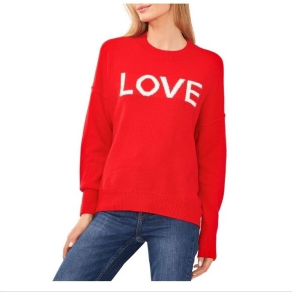 Vince Camuto Bright Cherry Red Love Sweater NWT - Picture 1 of 16